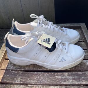 Adidas Men's Golf Shoes Size 10 Classic 6 Spike Traxion Sole White #EVN791 New